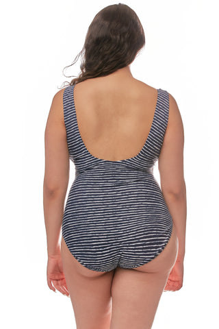 Plunging Neck Ruffled One-Piece