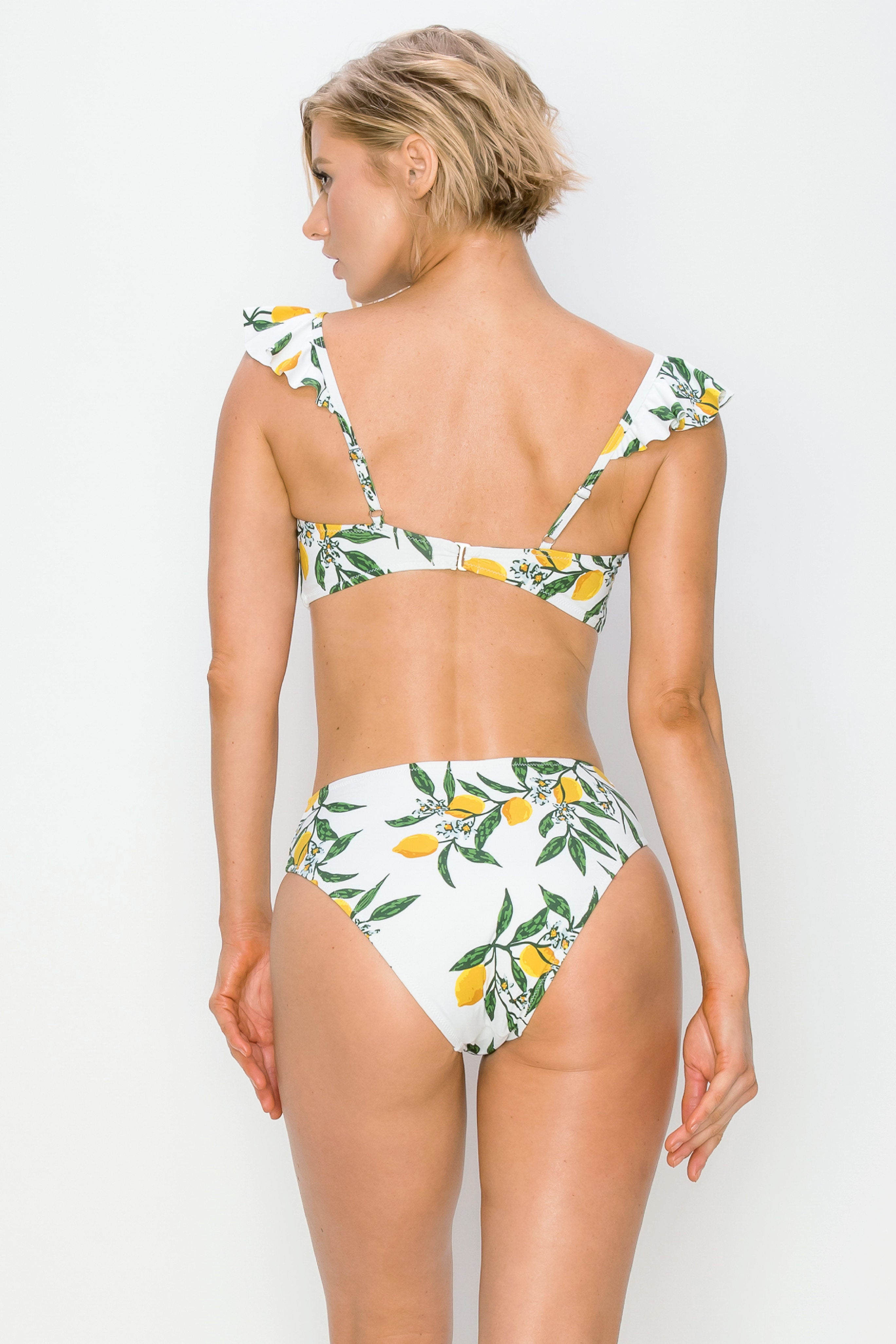 Adri Ruffled Shoulder High Waist Bikini Set