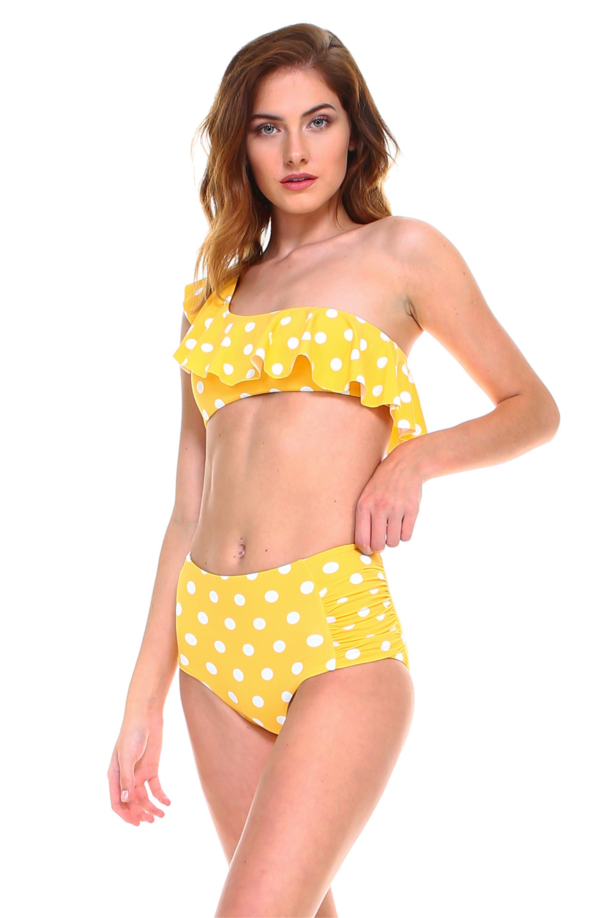 Ruffle One-Shoulder Bikini Set