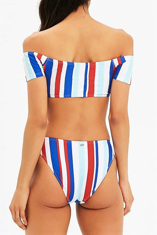 Lido Striped Off-Shoulder Bikini Set