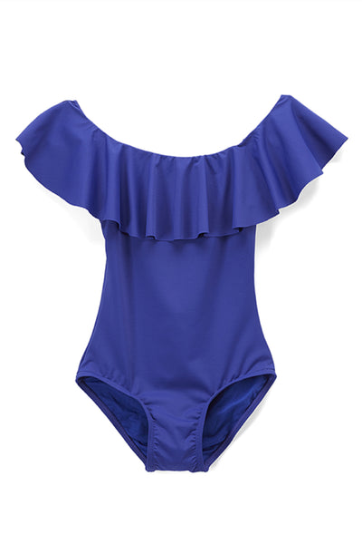 Girls Off the Shoulder Ruffled Collar Swimsuit
